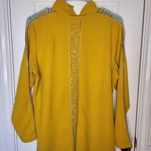 Ashley Stewart yellow top with chain accents size 14/16